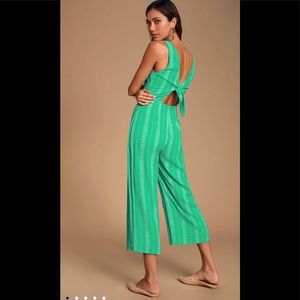 Alava Striped Sleeveless Tie-Back Culotte Jumpsuit